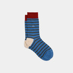 Men's Combed Cotton Wide Stripe Socks - Blue / Khaki