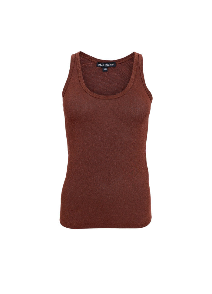 Faye Lurex Strap Top - Coffee