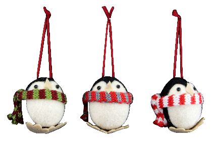 Wool Mix Round Penguin With Scarf Decoration