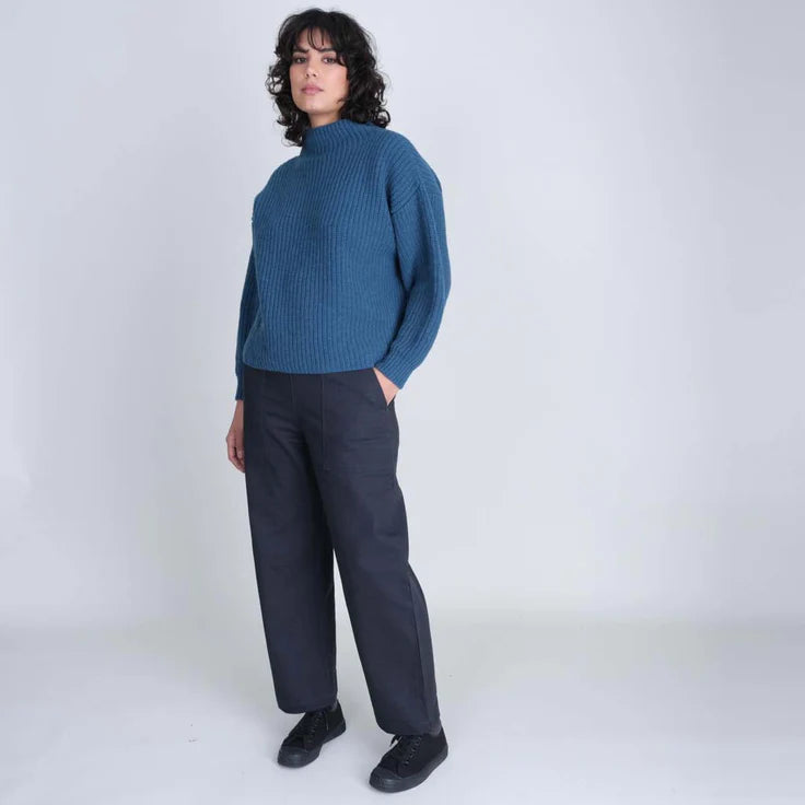 Anna Wide Leg Trousers - Grey Twill