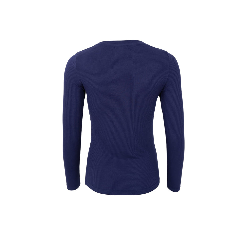 Tea Long-Sleeved Ribbed Top - Navy