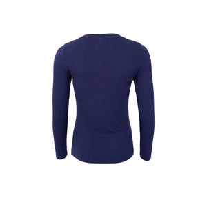 Tea Long-Sleeved Ribbed Top - Navy
