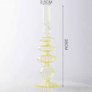 Lace Taper Glass Candlestick - Yellow