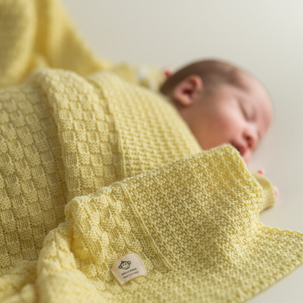 Soft Yellow Square Baby Blanket - Organic Cotton