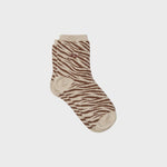 Women's Combed Cotton Glitter Zebra Socks - Beige
