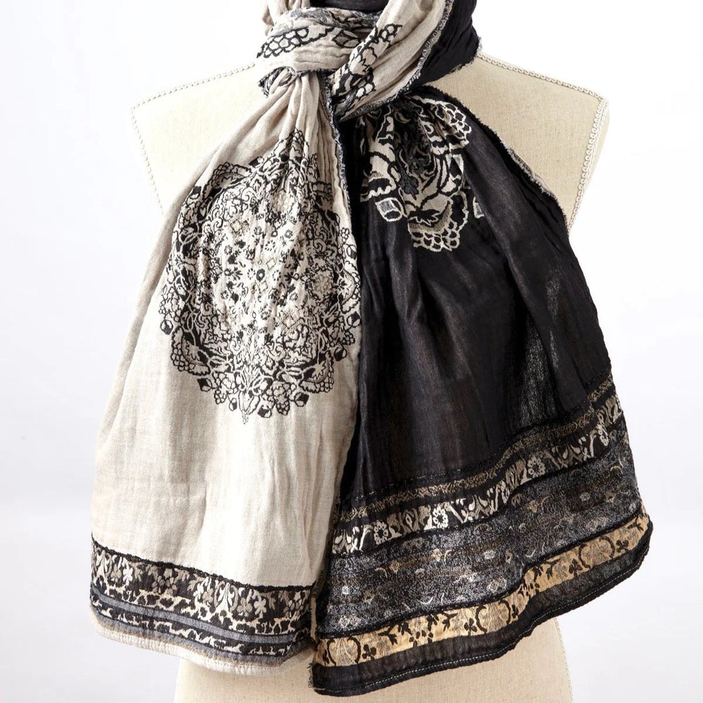 Letol Hand-Loomed Organic Cotton Scarf - Zelia Bio - Noir