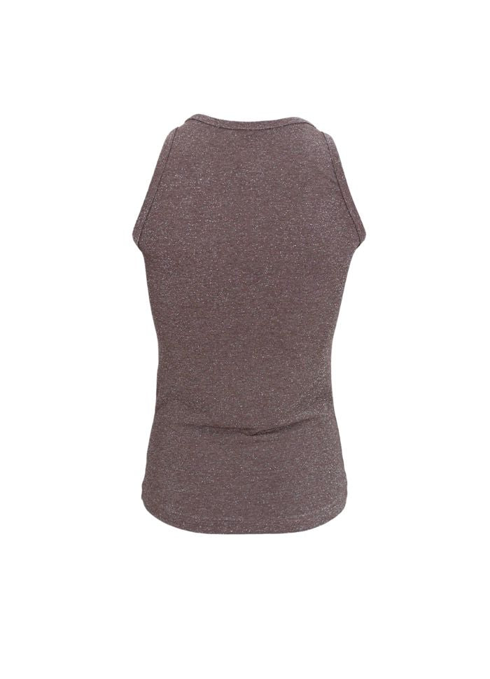 Faye Lurex Strap Top - Taupe