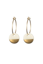 Porcelain Disc Earrings - Gold Dipped on Gold Hoops