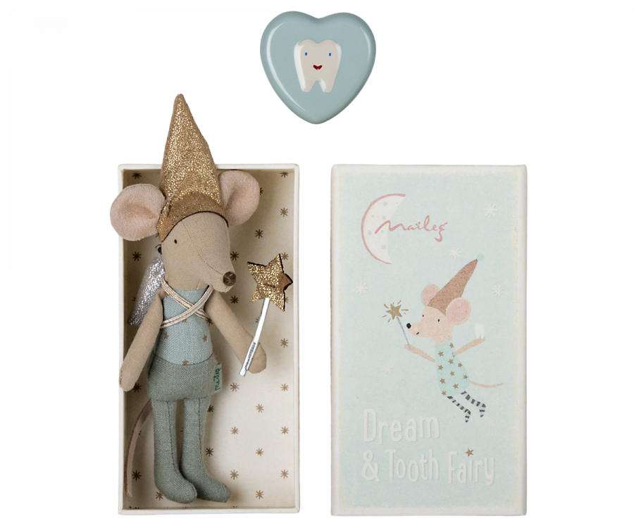 Tooth Fairy Mouse in Matchbox, Blue