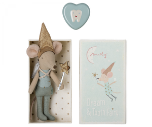 Tooth Fairy Mouse in Matchbox, Blue