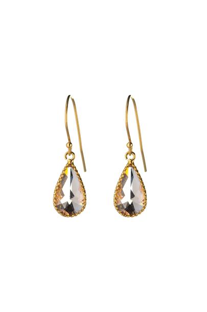 Blush Glass Charm Gold Drop Earrings