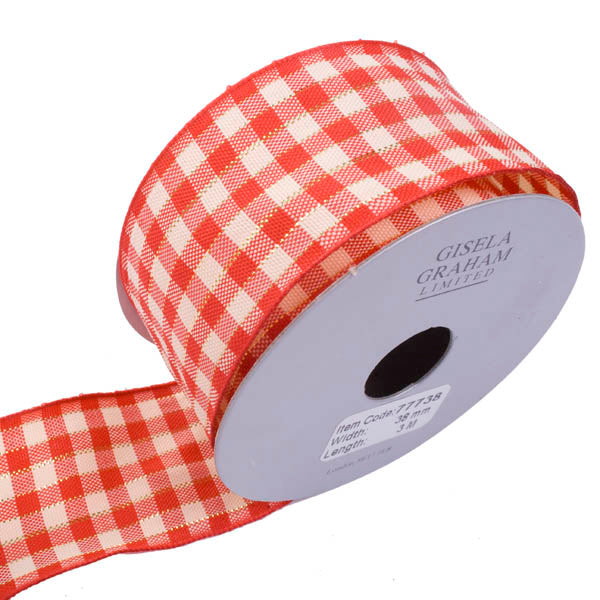 Wide Red Gingham Ribbon