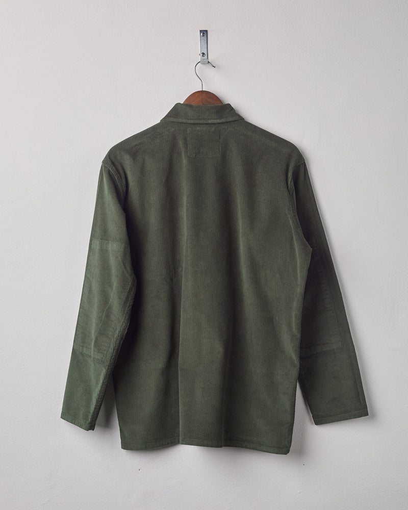 Men's Organic Buttoned Cord Overshirt - Vine Green