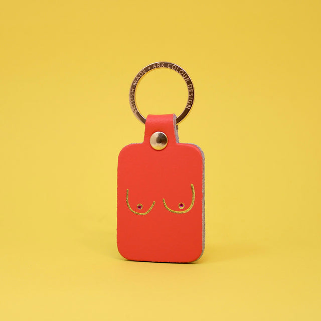 Coral Embossed Leather Boobie Key Ring