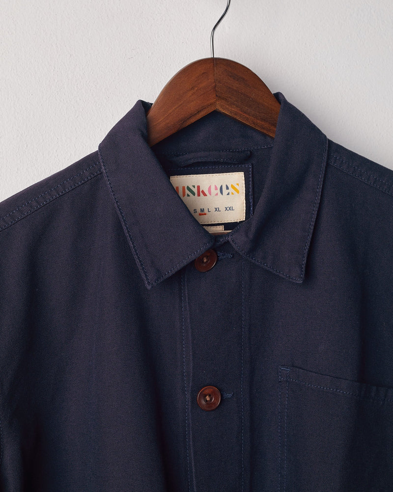 Men's Organic Buttoned Overshirt - Midnight Blue