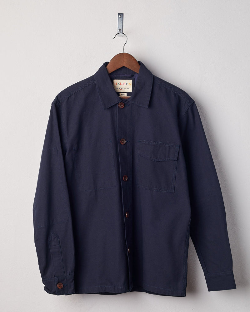 Men's Organic Buttoned Workshirt - Midnight Blue