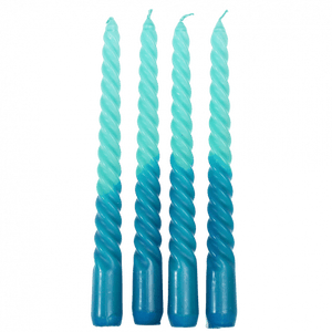 Dip Dye Spiral Candles - Blue, Set of 4
