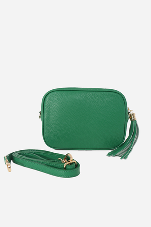
                
                    Load image into Gallery viewer, Bright Green Italian Leather Camera Bag
                
            