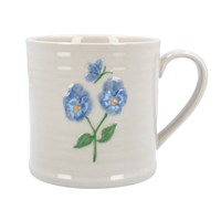 Blue Violas/Butterfly Stoneware Large Mug