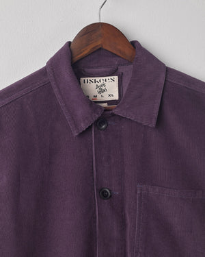 Men's Organic Buttoned Cord Overshirt - Plum