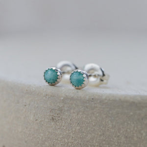 
                
                    Load image into Gallery viewer, Sterling Silver Amazonite Stud Earrings
                
            