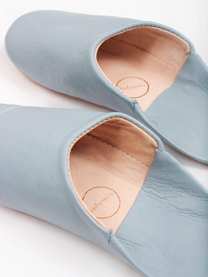 Moroccan Babouche Slippers, Pearl Grey