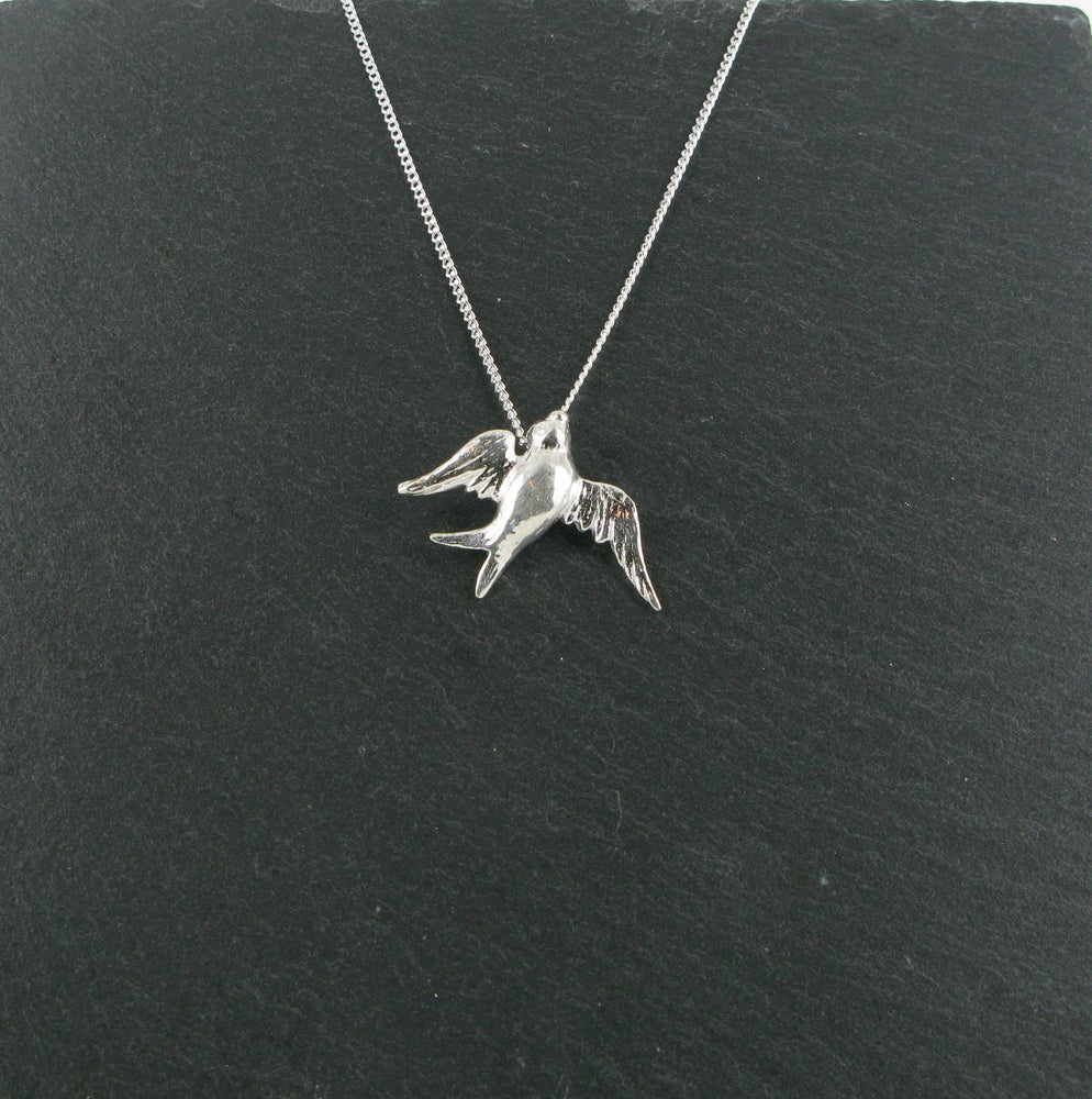 Bird Charm Necklace Sterling Silver