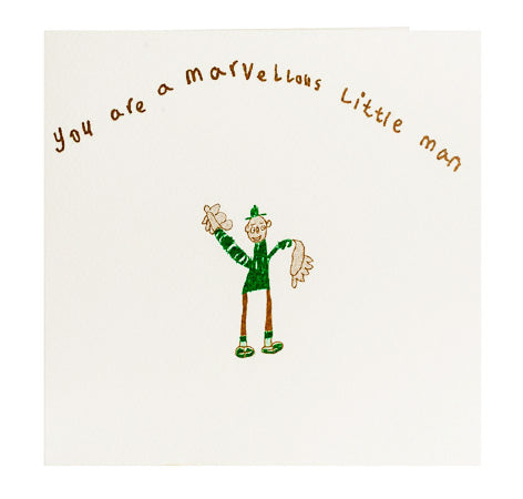 Marvellous Little Man Handprinted Card