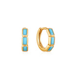 Gold Turquoise Huggie Hoop Earrings