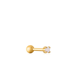 Gold Turquoise Cabochon Barbell Single Earring