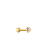 Gold Kyoto Opal Bezel Barbell Single Earring