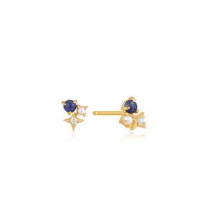 
                
                    Load image into Gallery viewer, Lapis Star Stud Earrings in Gold
                
            