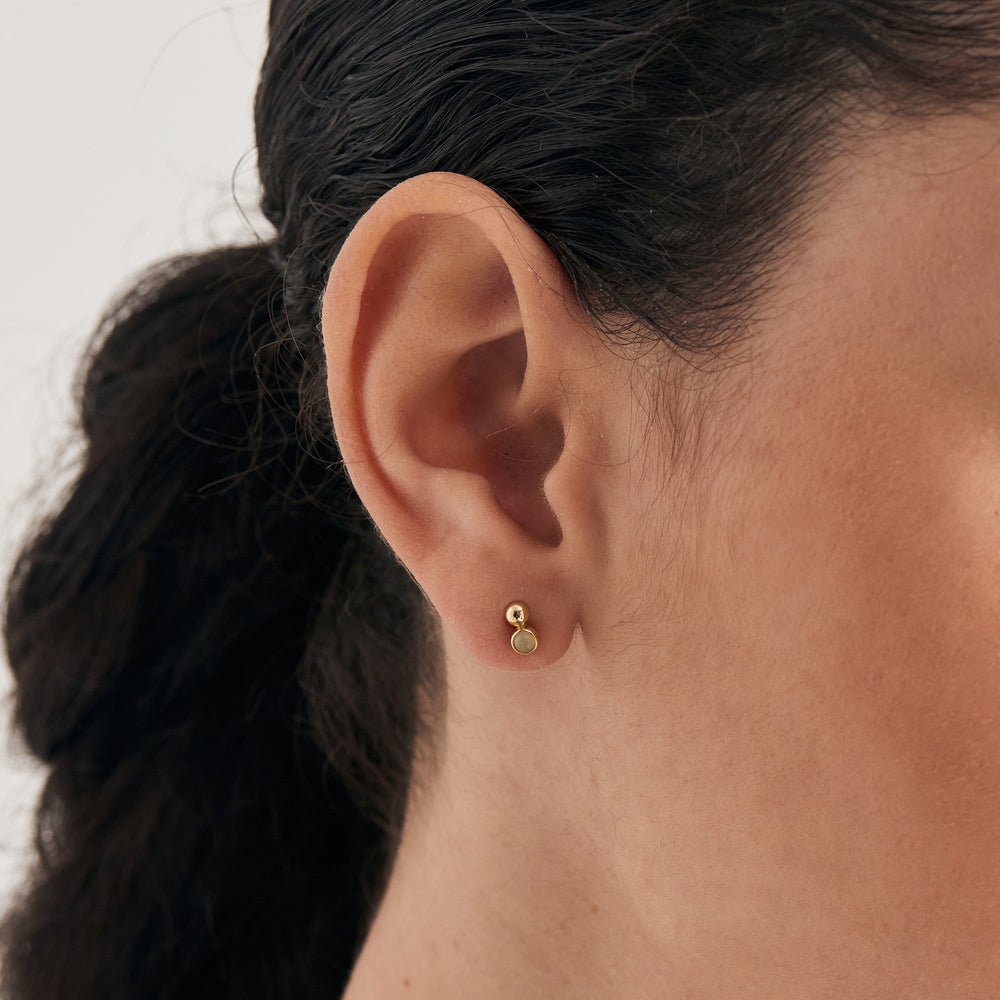 Orb Amazonite Stud Earrings in Gold