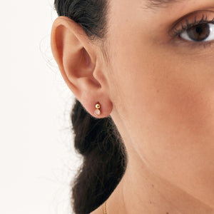 Orb Rose Quartz Stud Earrings in Gold