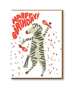 Party Zebra Birthday Card