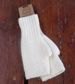 Cable Knit Fingerless Gloves - Cream