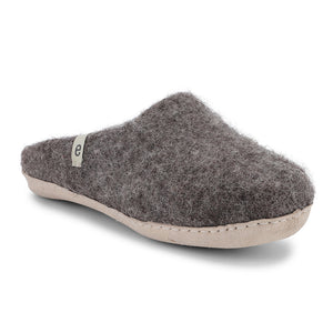 Hand-Made Grey/Brown Felted Wool Slippers