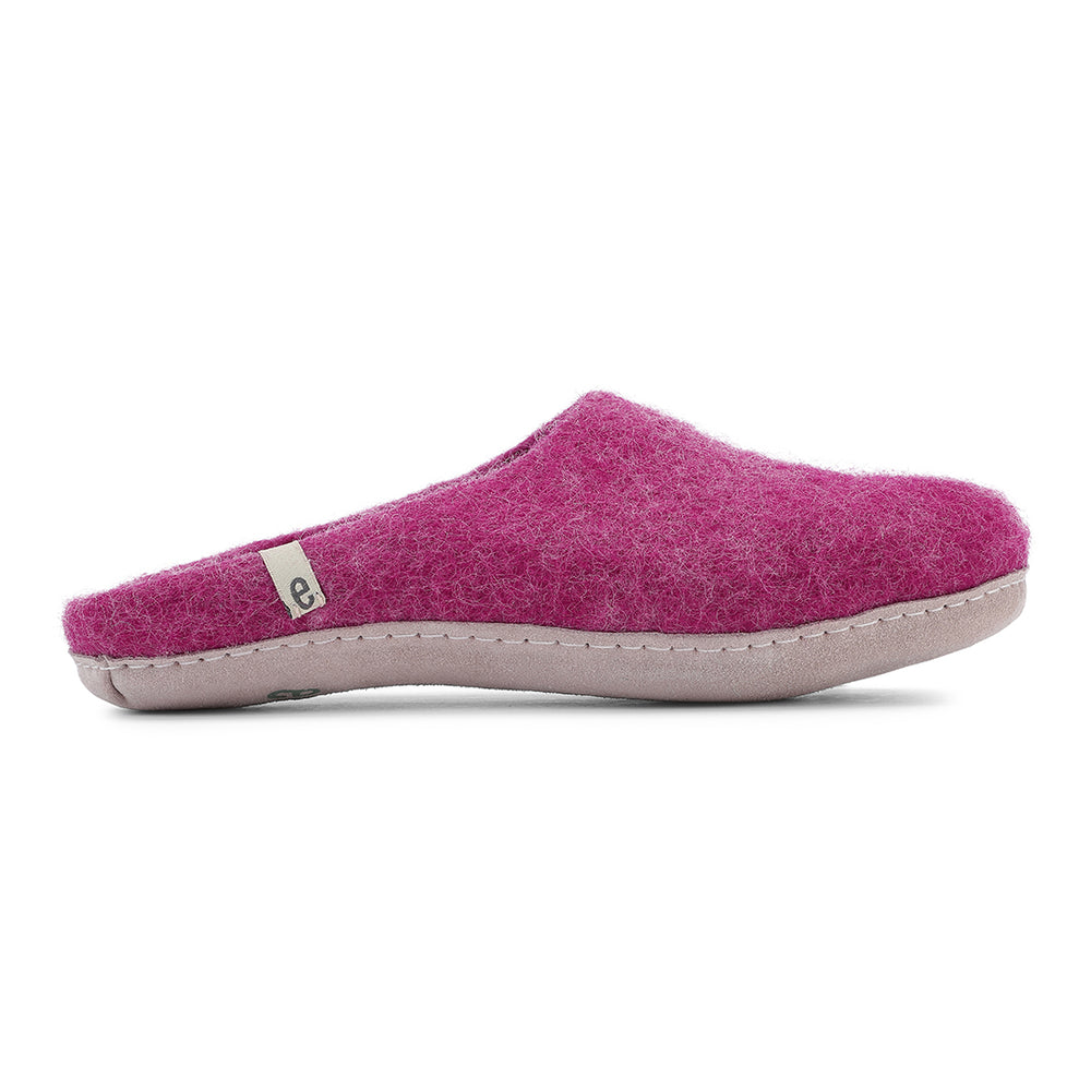 Hand-Made Cerise Felted Wool Slippers