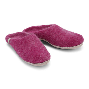 Hand-Made Cerise Felted Wool Slippers