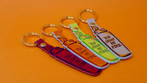 'You Light My Fire' Embossed Leather Key Ring Assorted Colours