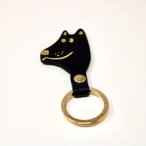 
                
                    Load image into Gallery viewer, Dog Head Embossed Leather Key Ring - Black
                
            