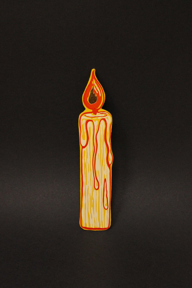 Embossed Leather 'Candle' Bookmark - Yellow