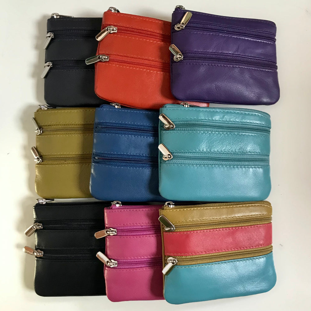 3 Zip Coin Purse Soft Leather