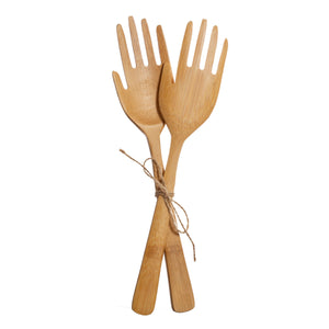 Bamboo Hands Salad Servers - Set of Two