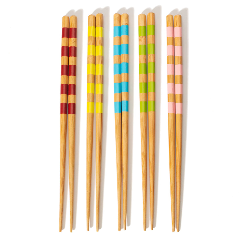 Striped Bamboo Chopsticks - 5 Pairs