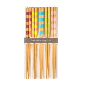 Striped Bamboo Chopsticks - 5 Pairs