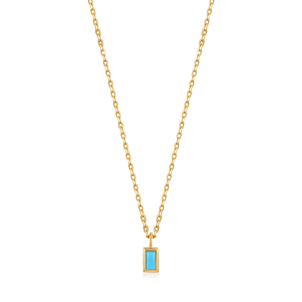 Gold Turquoise Drop Pendant Necklace