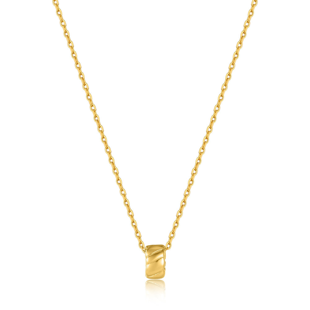 Smooth Twist Pendant Gold Necklace