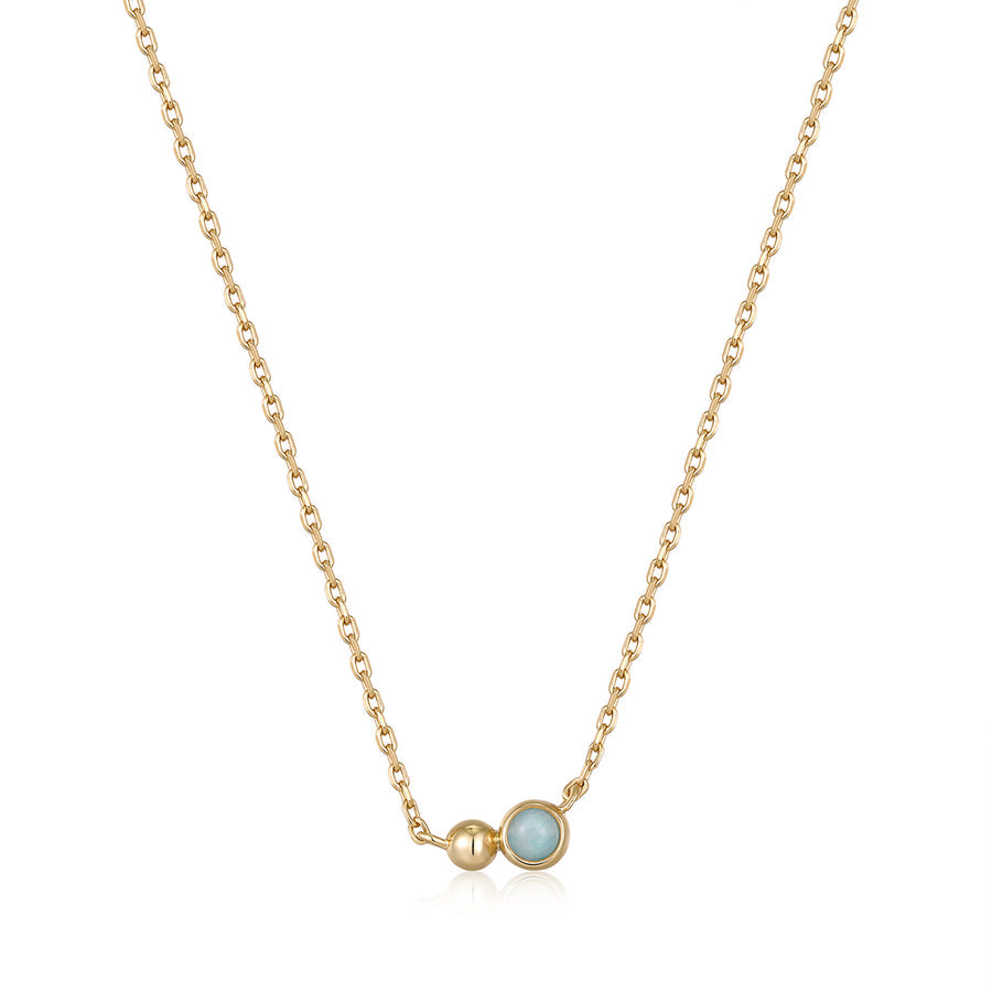 Orb Amazonite Pendant Gold Necklace