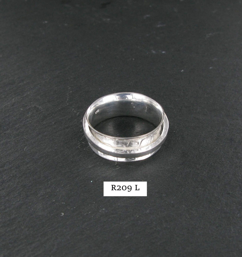 Wide Silver Concave Ring With Silver Spinner